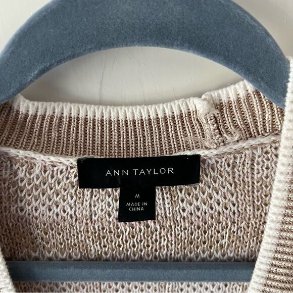 Ann Taylor Plaid Boyfriend Button Front Cardigan in Cream - Picture 6 of 7